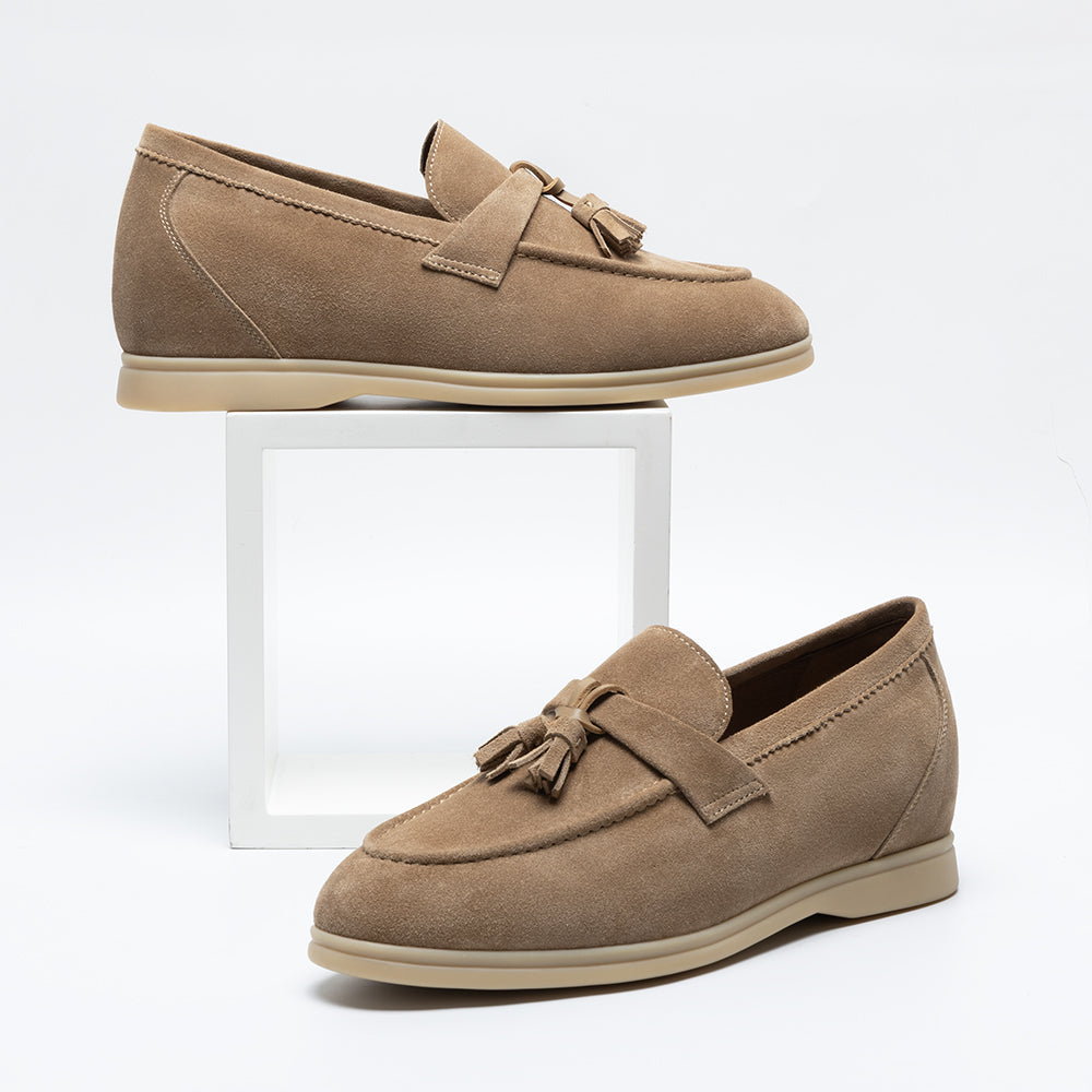 Suede Tassel Loafers 5cm (Mocha Mousse)