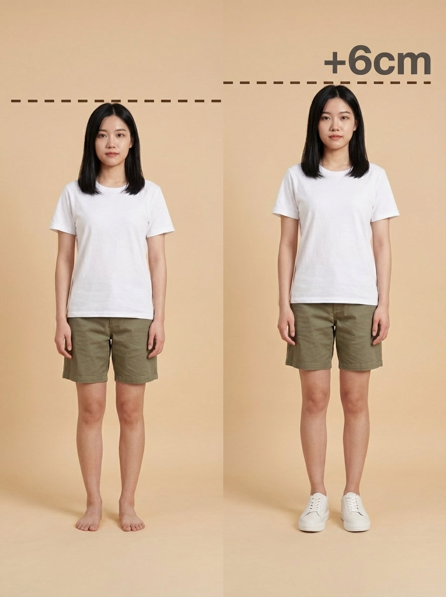 Cotton White Lady Sneakers 6cm