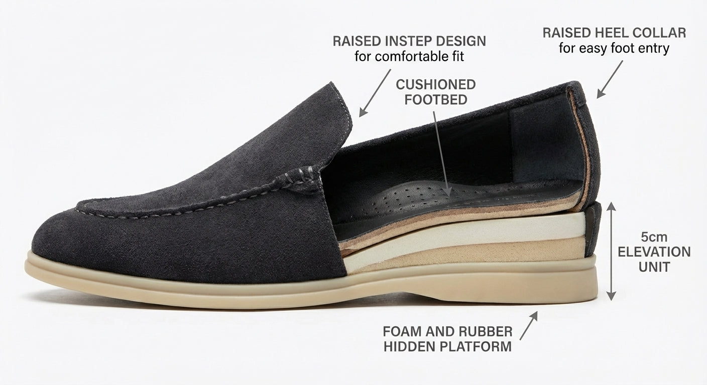 Suede Loafer 5cm (Charcoal)